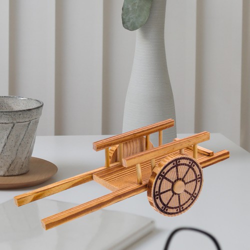 Brown miniature wooden cart - miniature,